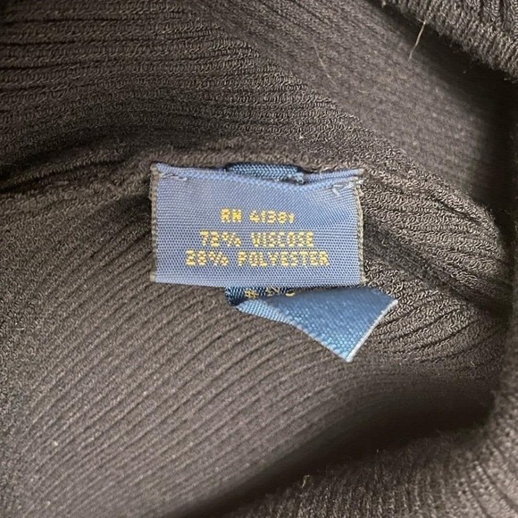 Polo Ralph Lauren Black Ribbed Knit Fitted Sweater Dress M Minimal Preppy LBD - Picture 5 of 11